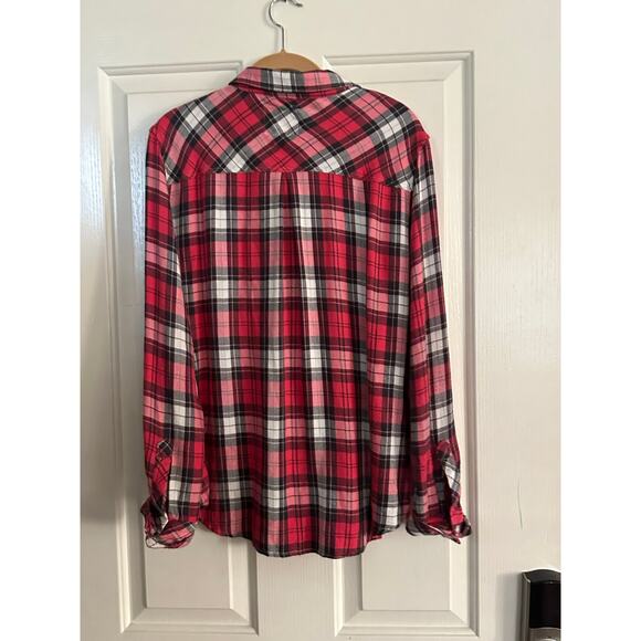 Rails Women's Red White Plaid Print Hunter Flannel Button Front Shirt Size Large - Picture 3 of 3